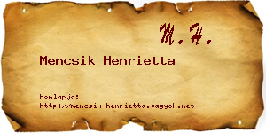 Mencsik Henrietta névjegykártya