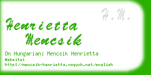 henrietta mencsik business card